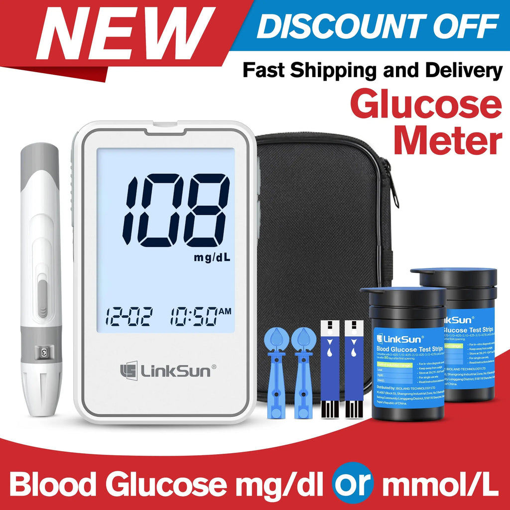 G-425-2 Linksun Blood Glucose Meter 50/100pcs Test Strips Medical Diabetes Testing Device Blood Sugar Digital Glucometer Monitor Nova Trendz