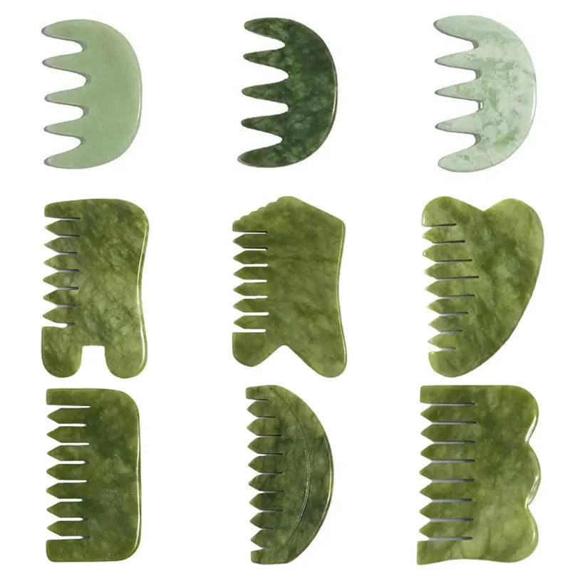 Natural Jade Comb Gua Sha Board Jade Massager For SPA Acupuncture Body Scraping Gouache Scraper Facial Skin Beauty Tool Nova Trendz