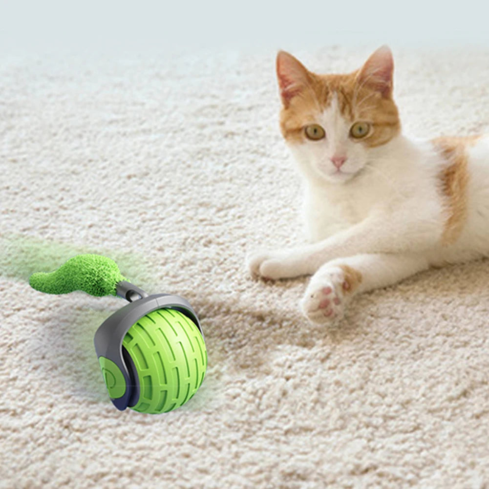 Interactive Cat Toy Ball Automatic Rolling Ball USB Rechargeable Self Rotating Ball Funny Cat Toys for Indoor Cat Kitten