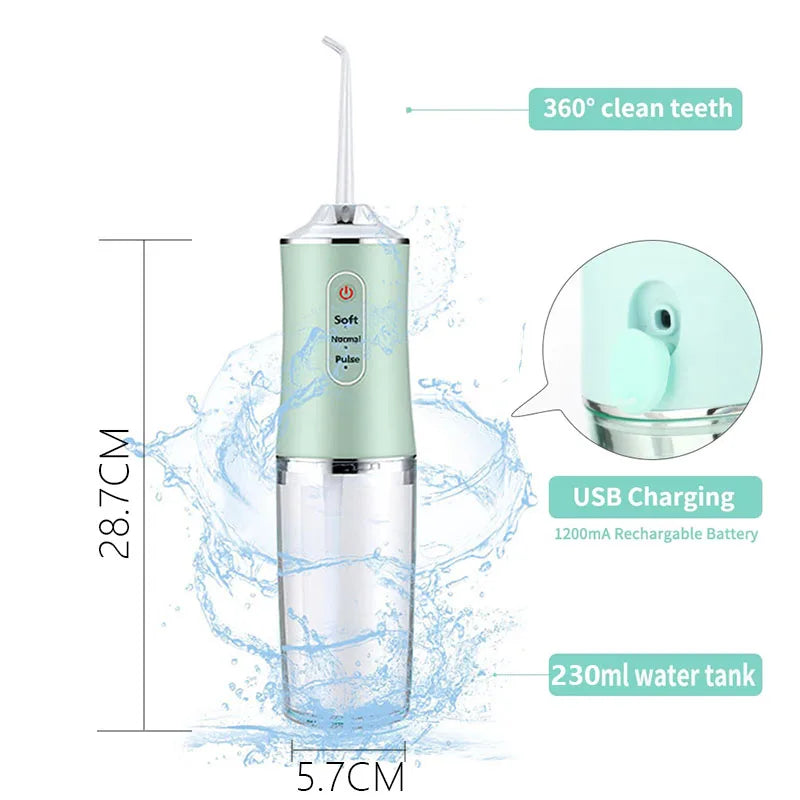 Powerful Battery Electric Pick Ipx7 3 Modes Rechargeable Teeth Cleaning Replacement Tips Oral Irrigator Water Dental Flosser