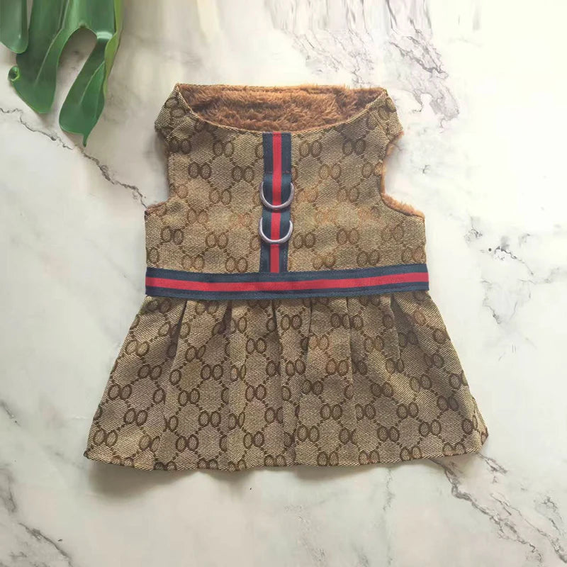 Pet Couple Clothing Designer Luxury Women Dog Dress Men Dog Chest Back Vest Puppy Clothes Beautiful Skirt Traction Rope Leash Nova Trendz
