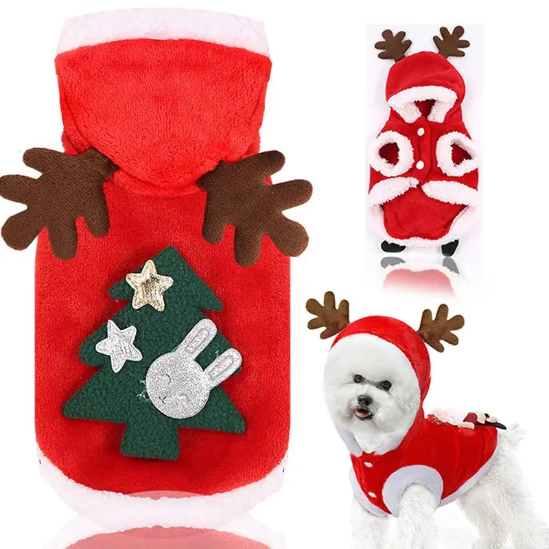 Christmas Dog Clothes for Small Medium Dogs Pet Costume Chihuahua Pets Hoodies Warm New Year Dog Clothing Yorkshire - Nova Trendz