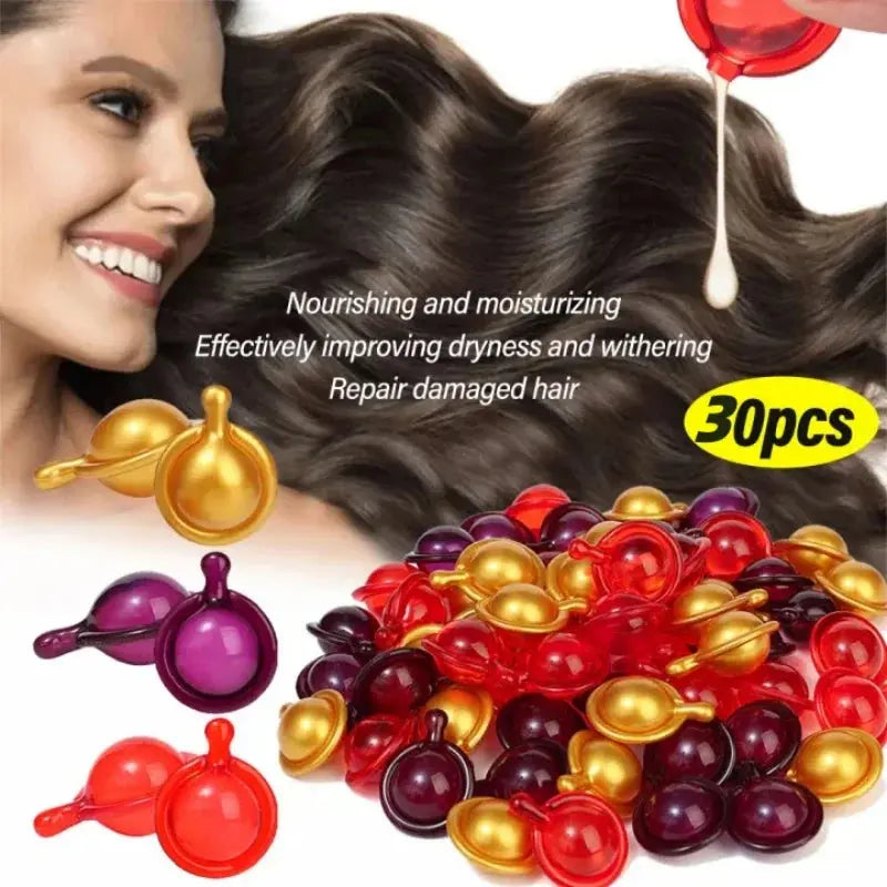 Hair Vitamin Capsule Keratin Oil Fast Restore Soft Smooth Shiny Hair Care Nourish Repair Hair Damaged Splitting Treatment Produc - Nova Trendz