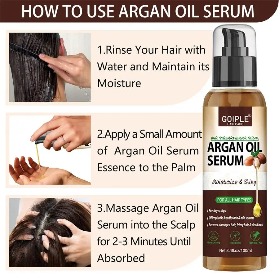 100ml Argan Oil Hair Serum Moisturizing Shiny Remove Frizz Conditioner Repair Damaged Hair and Restore Hairs Gloss Essential oil Nova Trendz
