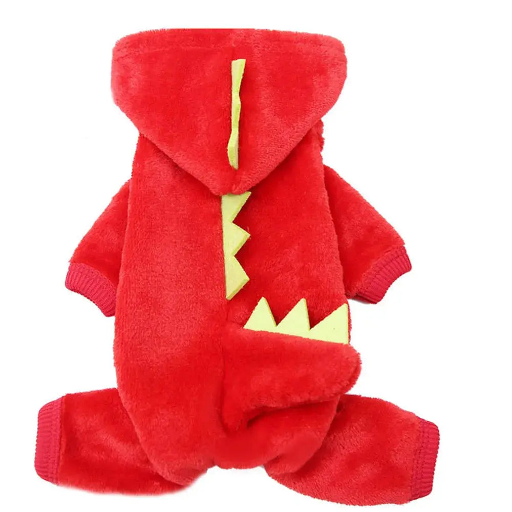 Dinosaur Pet Costume Cat and Dog Halloween Costume Cute Pet Dino Hoodie for Small Dogs Winter Warm Outfits Puppy Fleece Clothes - Nova Trendz