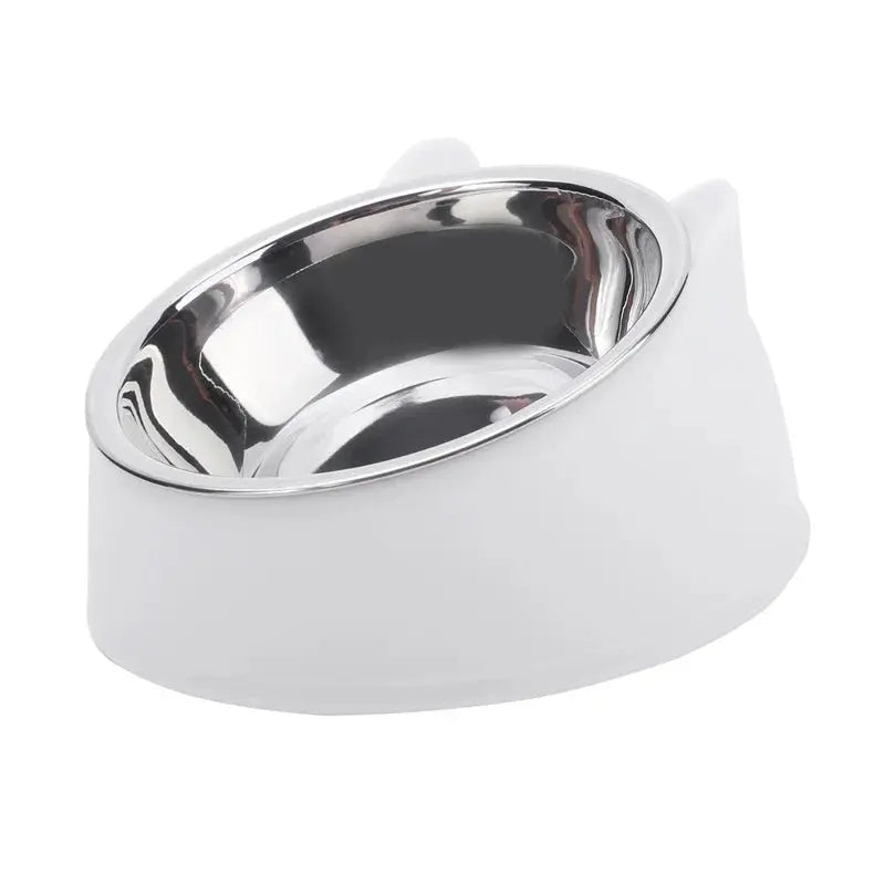 1pc Cat Bowl Lovely Creative Inclined Kitten Puppy Food Feeding Bowls Stainless Steel Cats Drinking Feeder Pet Dogs Cats Feeders - Nova Trendz
