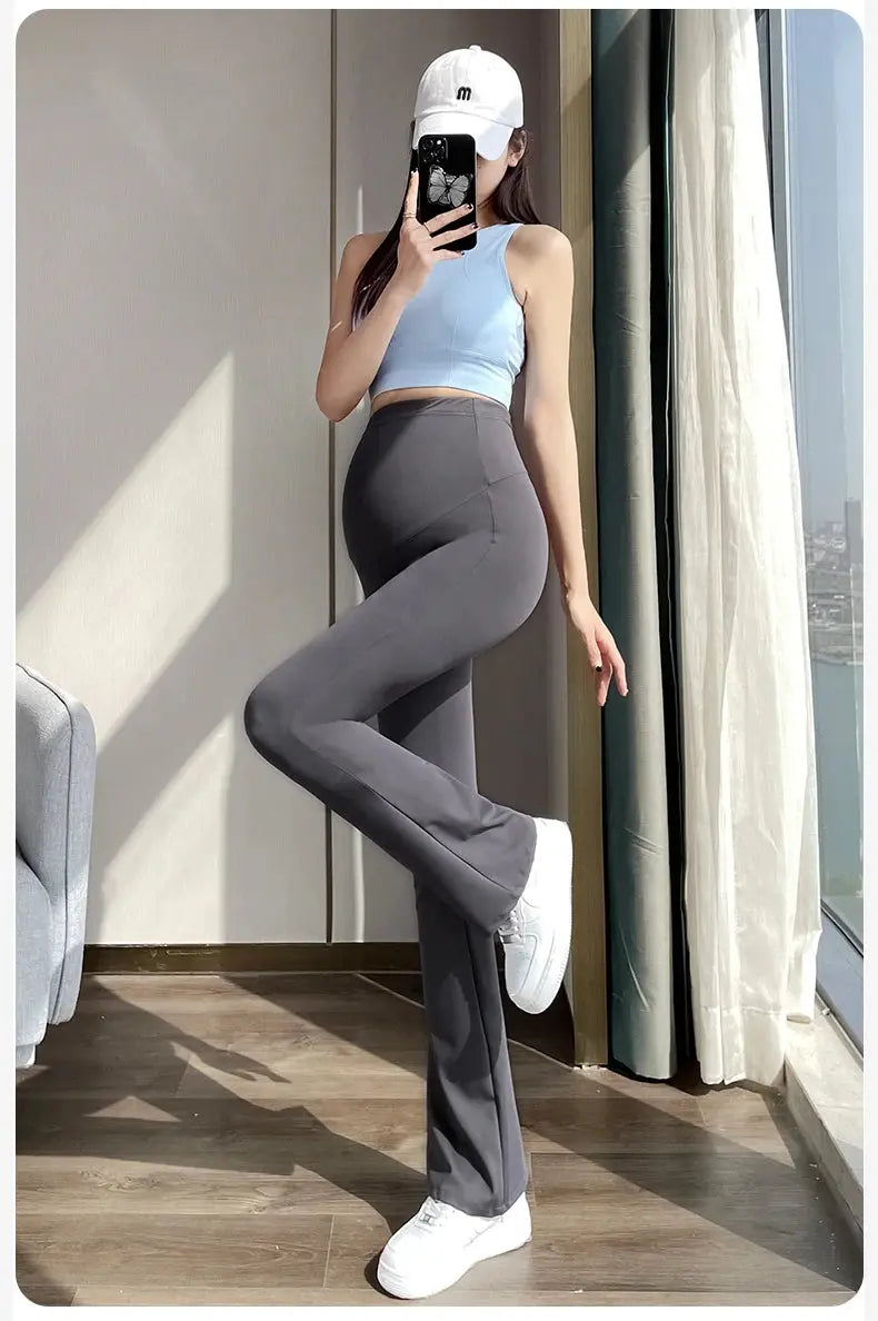 Maternity Leggings for Pregnant Women Yoga Flared High-waisted Trousers Pregnancy Clothes Maternity Yoga Flared Pants Nova Trendz