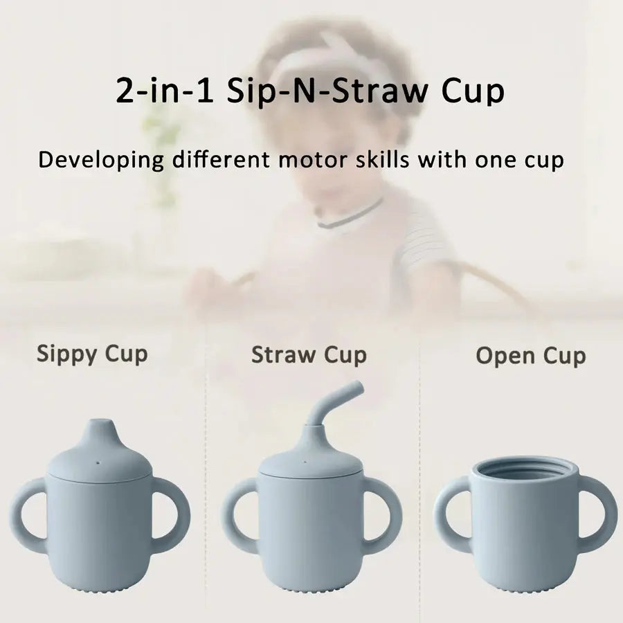 1PCS Two Lids Baby Silicone Straw Cup BPA Free Portable Storage Snack Container Feeding Cup Kids Learning Drink Cup Baby Stuff Nova Trendz