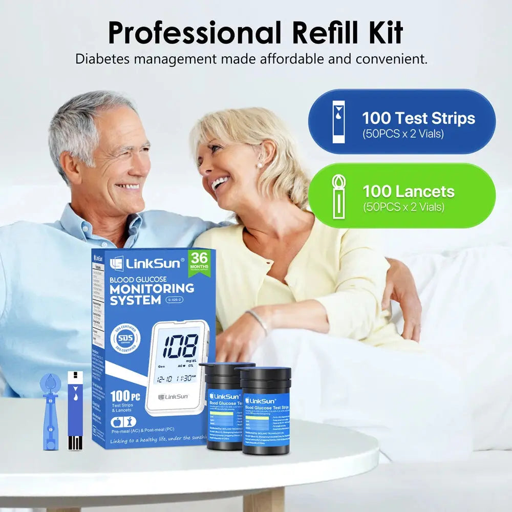 G-425-2 Linksun Blood Glucose Meter 50/100pcs Test Strips Medical Diabetes Testing Device Blood Sugar Digital Glucometer Monitor Nova Trendz