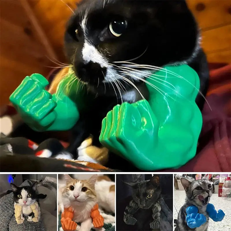 Funny Cat Muscle Arm Clothing Decoration Props 3D Printed Pet Interactive Neck Hanging Toy Role-playing Accessories Birthday Toy Nova Trendz