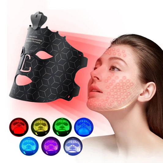 UBilli 7 Colors Silicone Led Facial Mask Light Therapy Mask Full Face 240 Lamp Beads Wirelessly Red Light Therapy Photon Mask