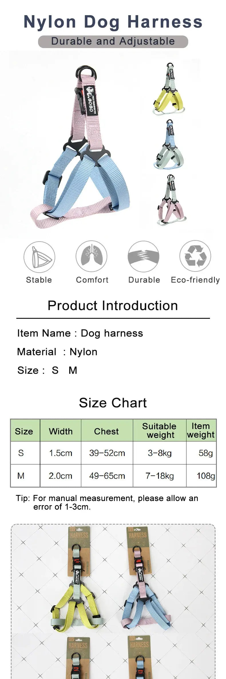 Adjustable Pet Harness for Small Medium Dogs Nylon Dog Harness Leash Set Puppy Harness Dog Accessories - Nova Trendz