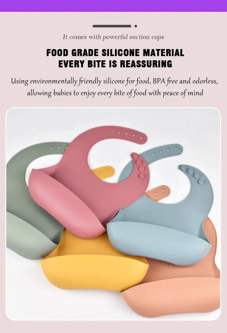 Baby Silicone Tray Bib Waterproof Soft 4-speed Adjustable Bibs Newborn Eating Food Isolate Dirt Feeding Saliva Pocke Kids Stuff Nova Trendz