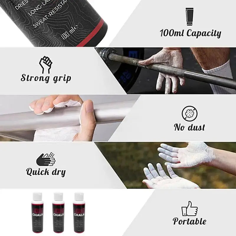 50ml/100ml Liquid Chalk Sweat-Resistant Workout Magnesium Powder Anti-slip Cream Grip Weight Lifting Climbing Gym Sports Chalk Nova Trendz
