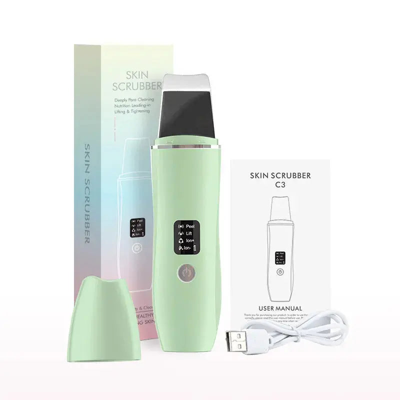 Skin Scrubber Ultrasonic Facial Machine for Home Use Spatula for Blackhead Remover Shovel Peeling Pore Cleaner Face Lift Massage - Nova Trendz