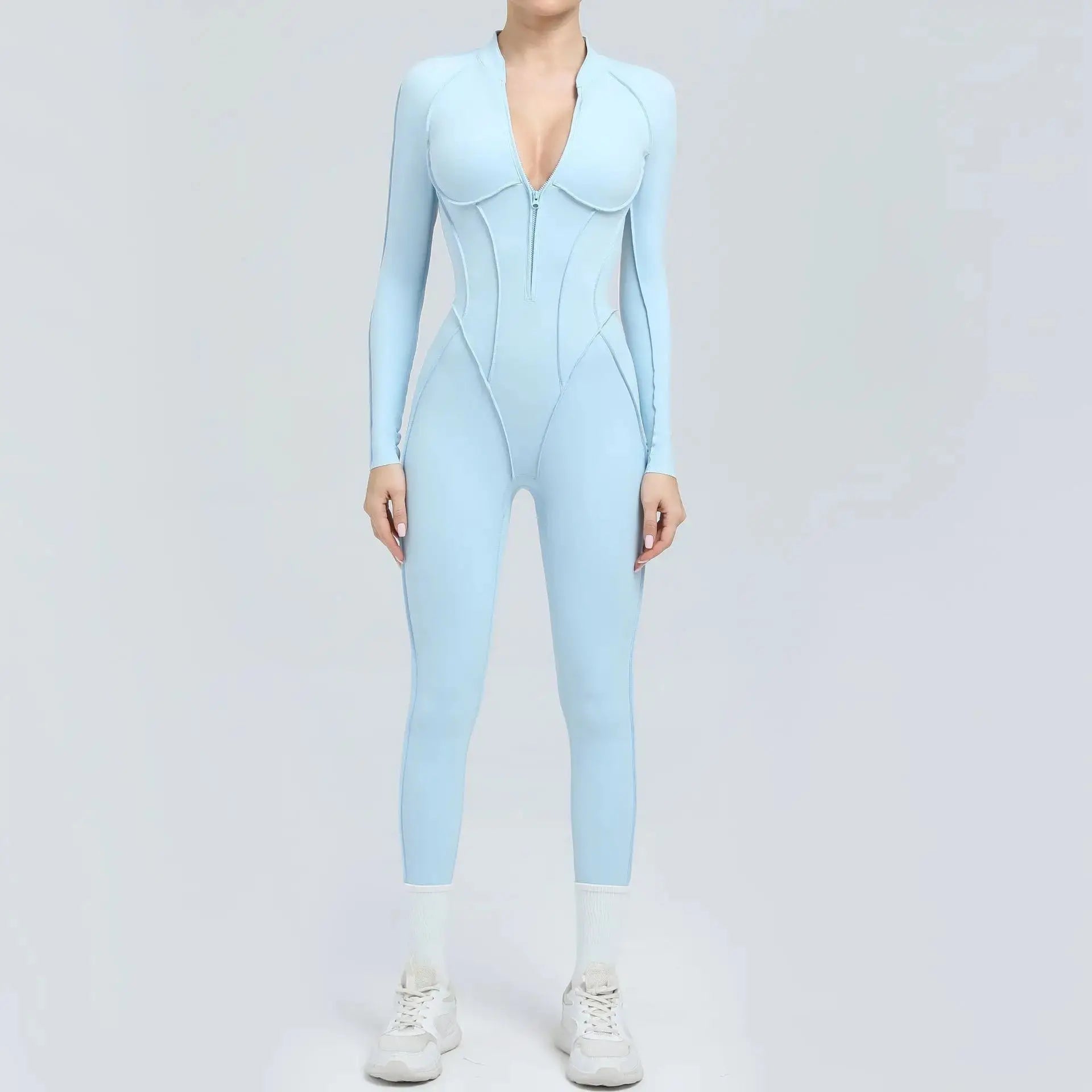 New Seamless Yoga Jumpsuits Sports Fitness Hip-lifting Backless Skinny Zipper One-Piece Workout Clothing Gym Bodysuit for Women - Nova Trendz