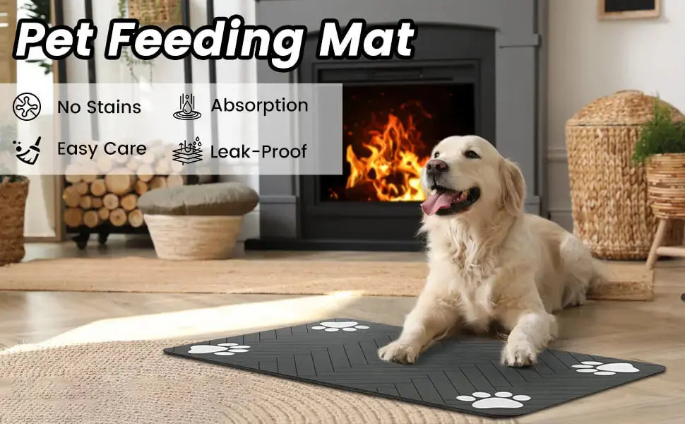 Pet Feeding Mat-Absorbent Pet Placemat for Food and Water Bowl, with Waterproof Rubber Backing, Quick Dry Water Mat for Dog Cat - Nova Trendz