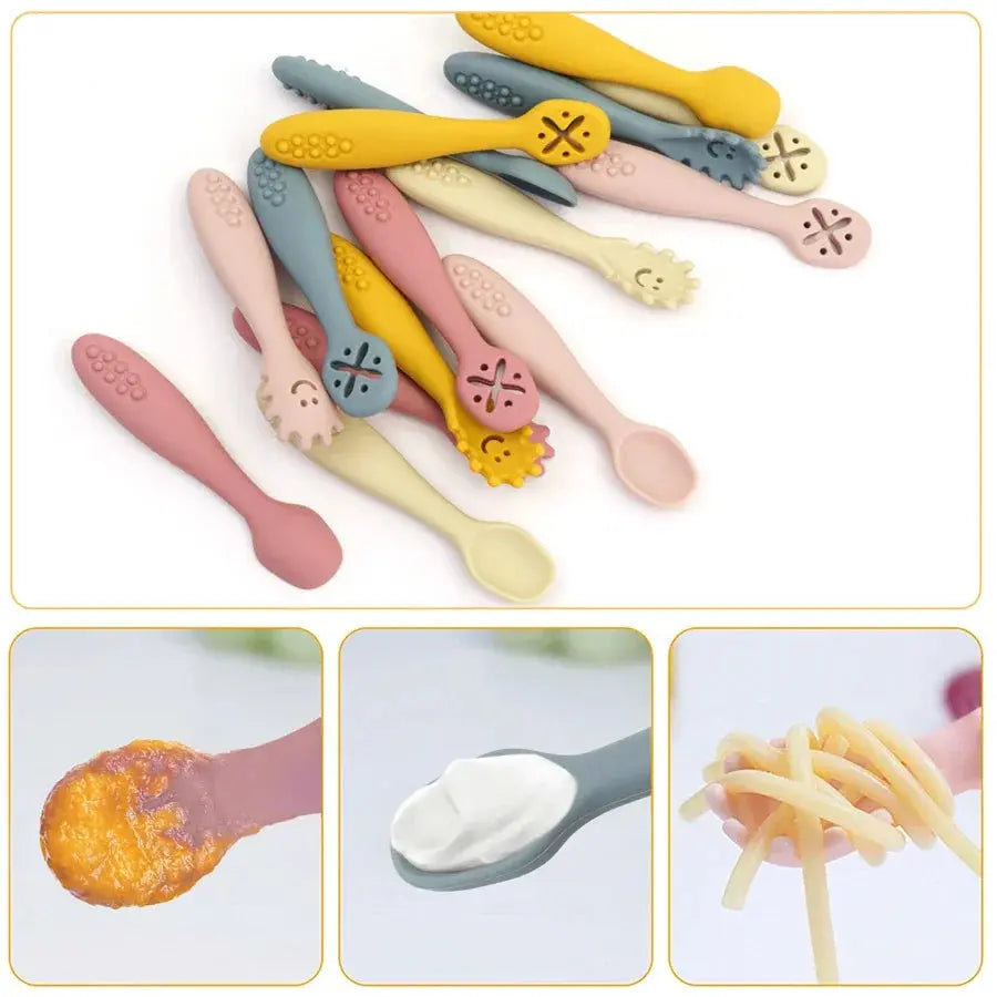 3PCS Cute Baby Learning Spoons Utensils Set Newborn Feeding Spoon Set Toddler Scoop Weaning Cutlery Children‘s Tablewar Nova Trendz