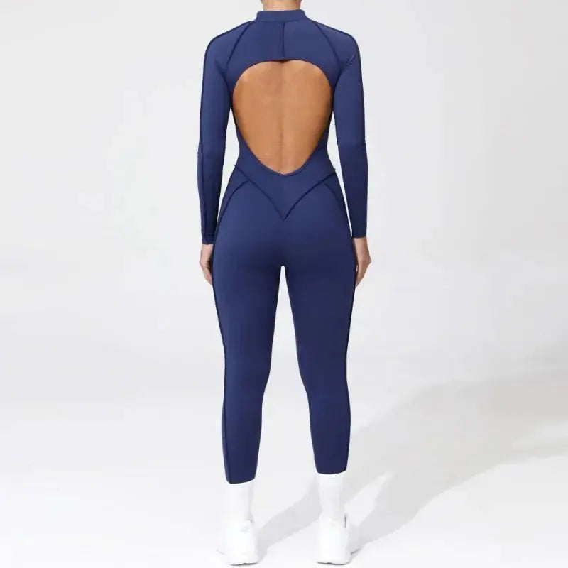 New Seamless Yoga Jumpsuits Sports Fitness Hip-lifting Backless Skinny Zipper One-Piece Workout Clothing Gym Bodysuit for Women - Nova Trendz