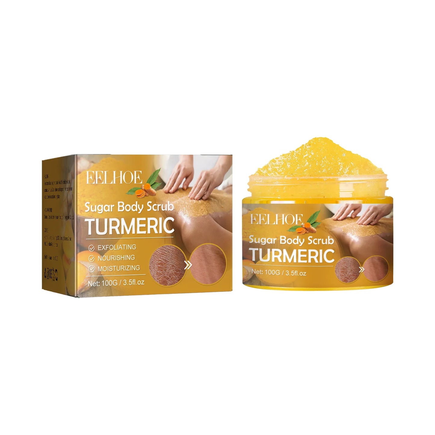 Turmeric Body Scrub for Women Men Lightening Exfoliate Remove Dead Skin Pore Cleansing Dark Inner Moisturising Smooth Skin Care