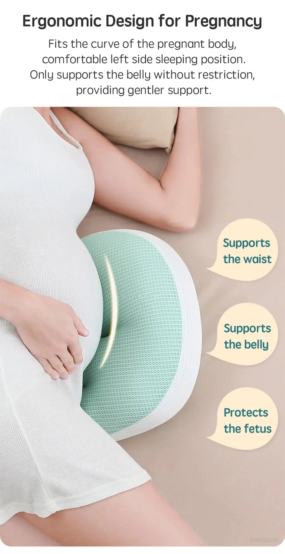 PANGDUBE Pregnancy Waist Support Pillow for Pregnant Women Sleeping Body Pillow Care for Pregnancy Cushion Adjustable Length Nova Trendz