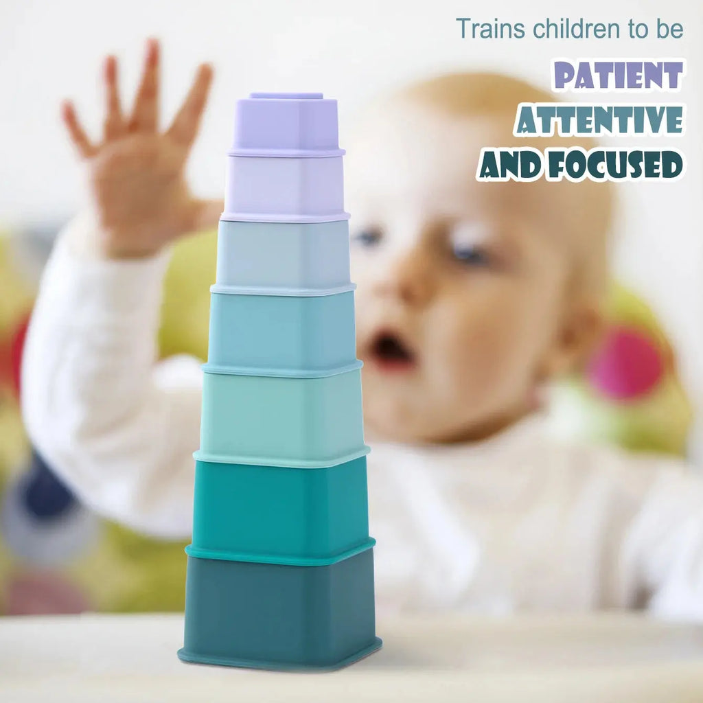 Color Kids 1Set Silicone Cartoon Teether Building Blocks Educational Chew Toy for Babies 0-12 Months BPA Free Sensory Baby Toy Nova Trendz