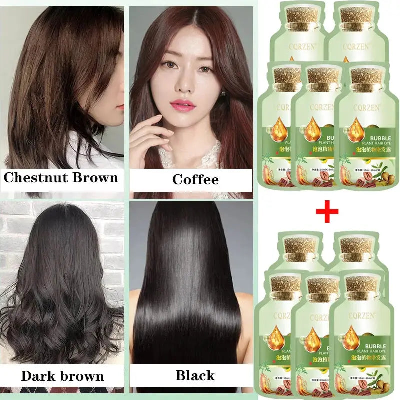Pure Natural Herbal Hair Dye Shampoo Change Hair Color Cover Gray Hair White Hair Treatment Bubble Plant Hair Dye Hair Care Nova Trendz