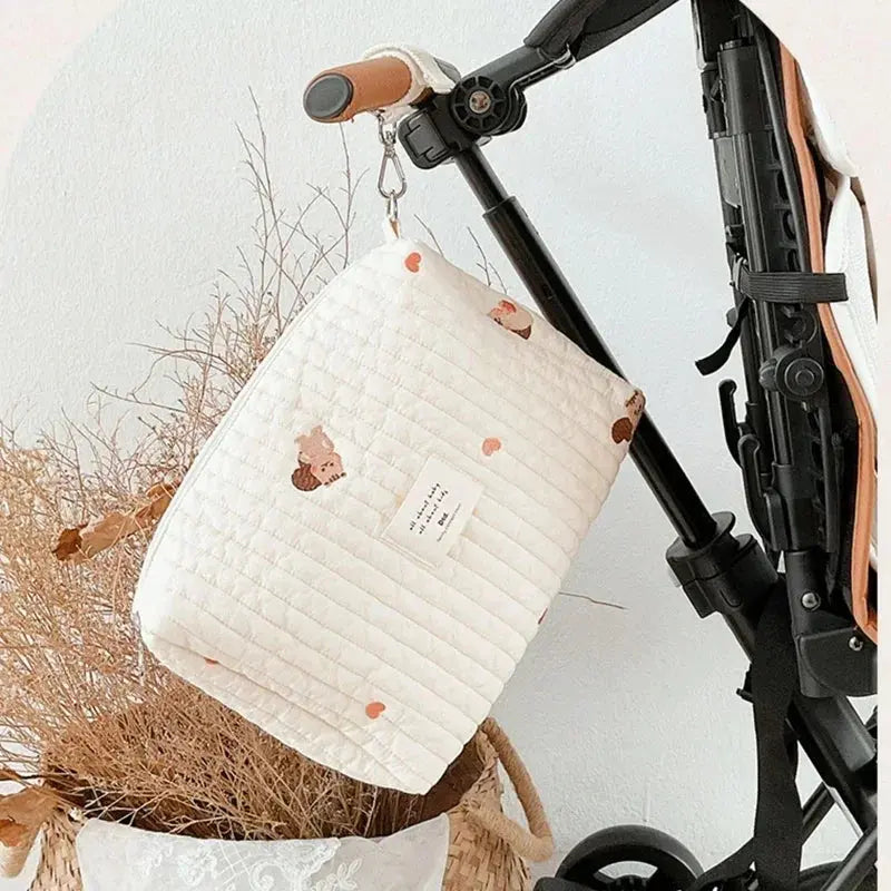 Portable Stroller Nappy Bag Quilted Baby Diaper Caddy Organizer Embroidered Mommy Bags Babies Accessories Changing Bag Storage Nova Trendz