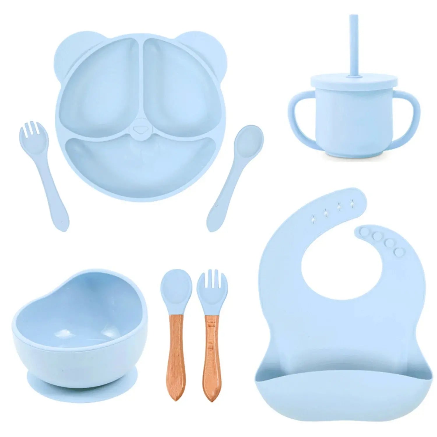 Customized Baby Silicone Feeding Set with Suction Cup Personalized Name Dish Divided Plate Bowl Spoon Cute Kid Eating Tableware Nova Trendz