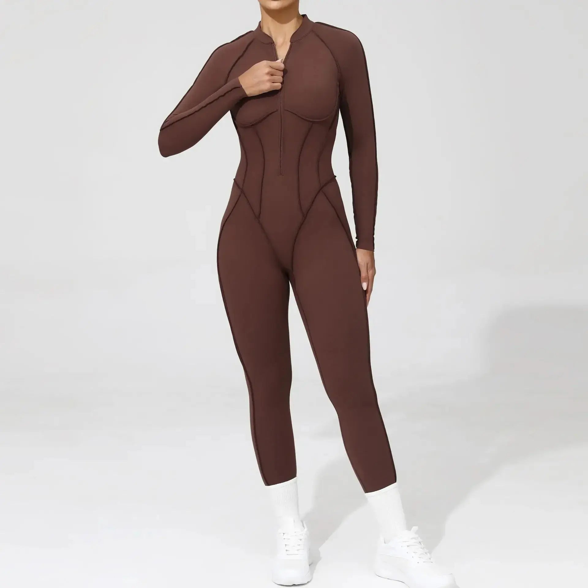 New Seamless Yoga Jumpsuits Sports Fitness Hip-lifting Backless Skinny Zipper One-Piece Workout Clothing Gym Bodysuit for Women - Nova Trendz