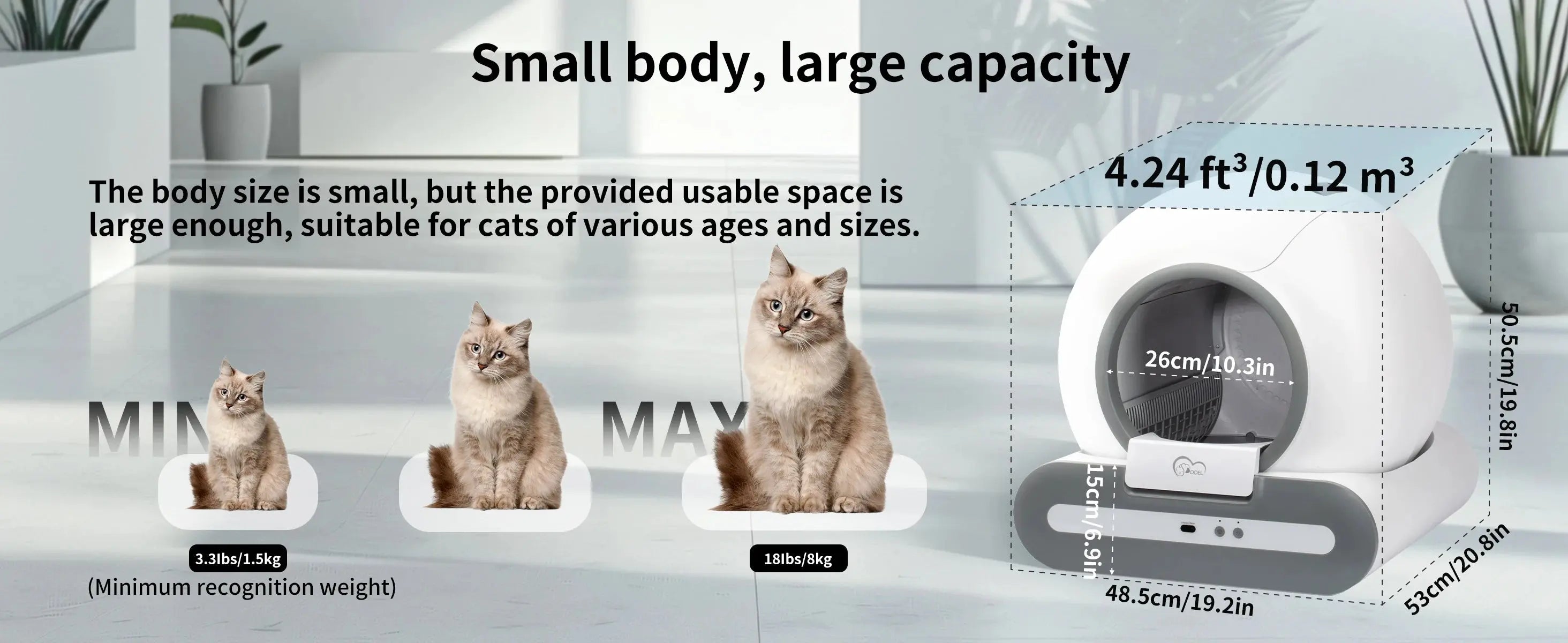 DOEL  Automatic Cat Litter Box Self Cleaning with App Control & Cat Litter Mat Smart Cat Toilet for Multiple Large Cats Nova Trendz