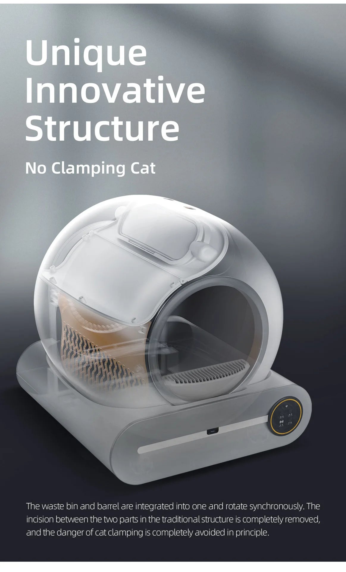Intelligent self-cleaning cat litter box, automatic cleaning cat toilet, APP controlled Lonic deodorizer, cat litter tray