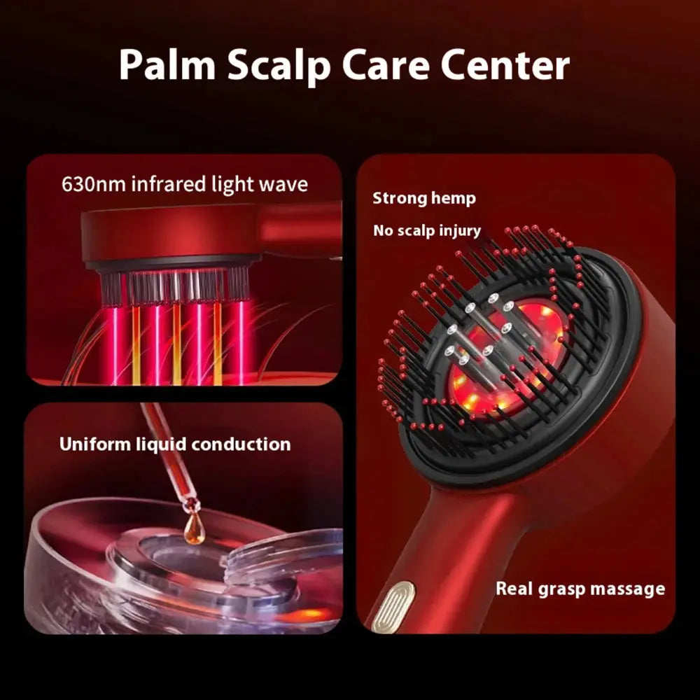 3 Modes Electric Vibration Massage Comb Red Light Therapy Hair Growth Massage Scalp Brush Oil Liquid Applicator Head Massager - Nova Trendz