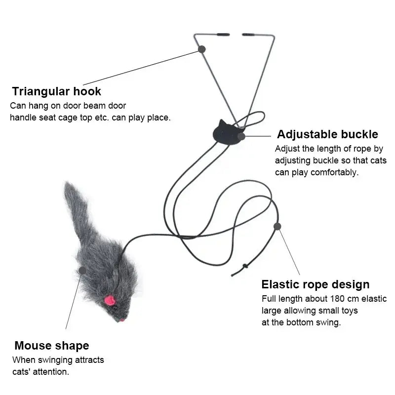 Simulation Mouse Cats Toy Funny Self-hey Hanging Door Retractable Cats Stick Scratch Rope Mouse Cat Interactive Toy Cat Supplies - Nova Trendz