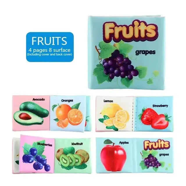 Baby Cloth Books Enlightenment Early Educational Toys Kids Fruits Animal Numbers Food Cognitive Book for Toddlers 12-72 Month Nova Trendz
