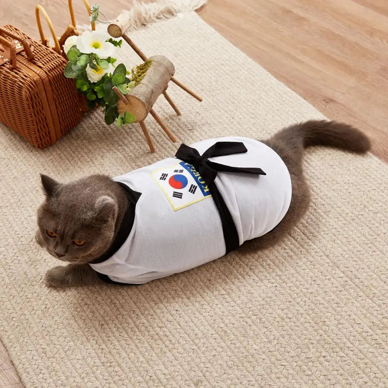 Pet Halloween Karate Costume with Belt Funny Taekwondo Uniform for Dogs and Cats - Nova Trendz