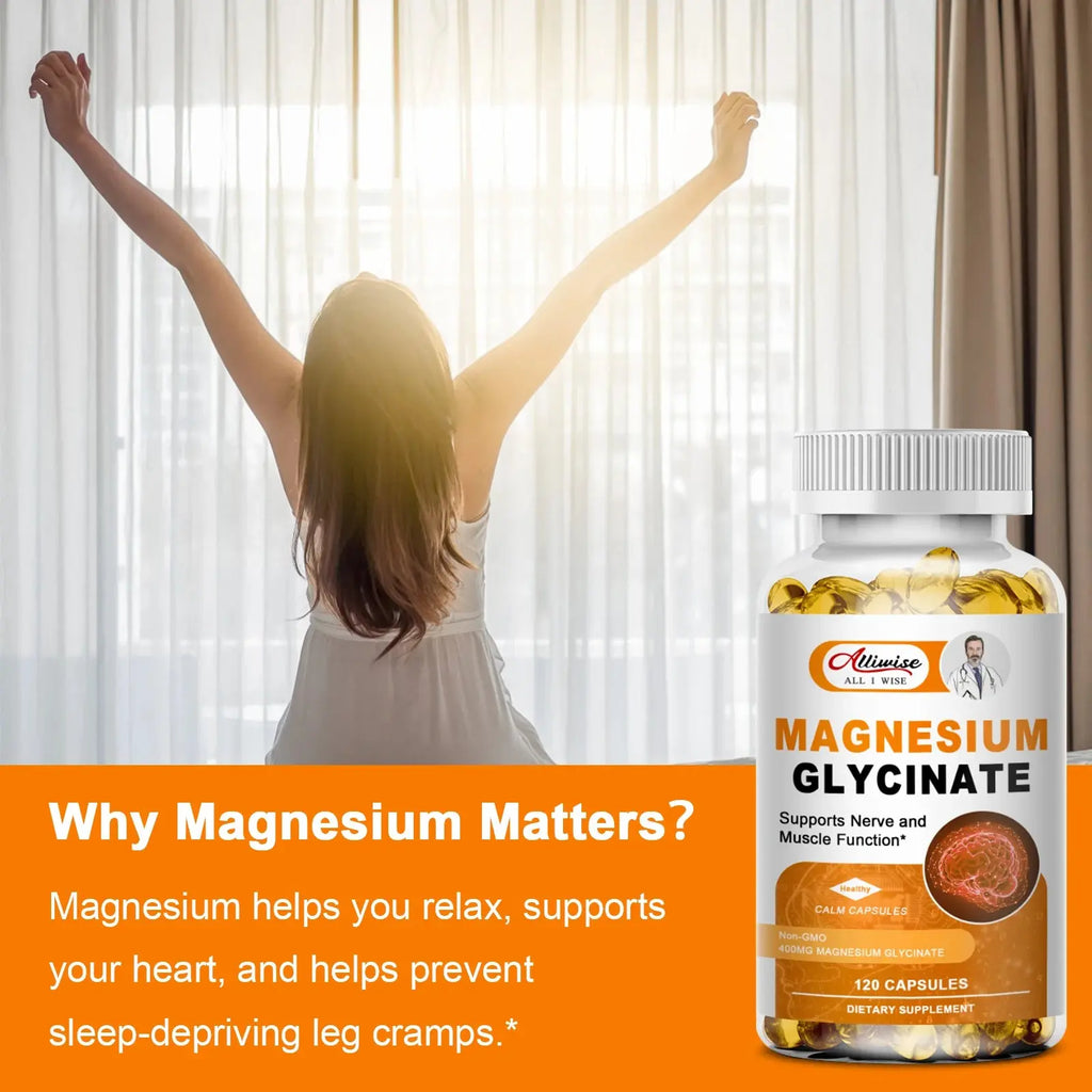 Magnesium Glycinate with Vitamin B6,D3, High Bioavailability Magnesium for Sleep & Calm Support, Nervous, Muscle & Bone Health Nova Trendz