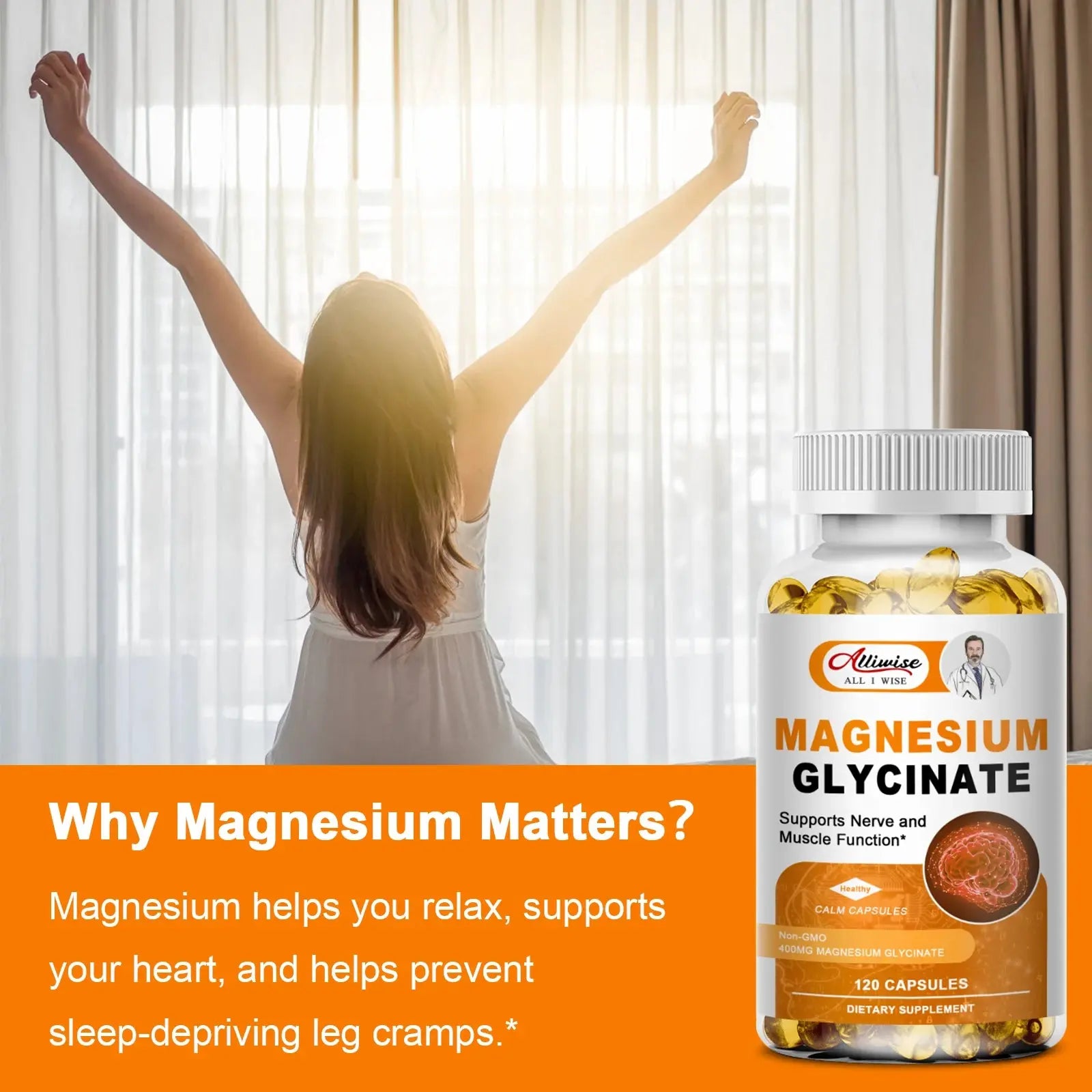 Magnesium Glycinate with Vitamin B6,D3, High Bioavailability Magnesium for Sleep & Calm Support, Nervous, Muscle & Bone Health Nova Trendz