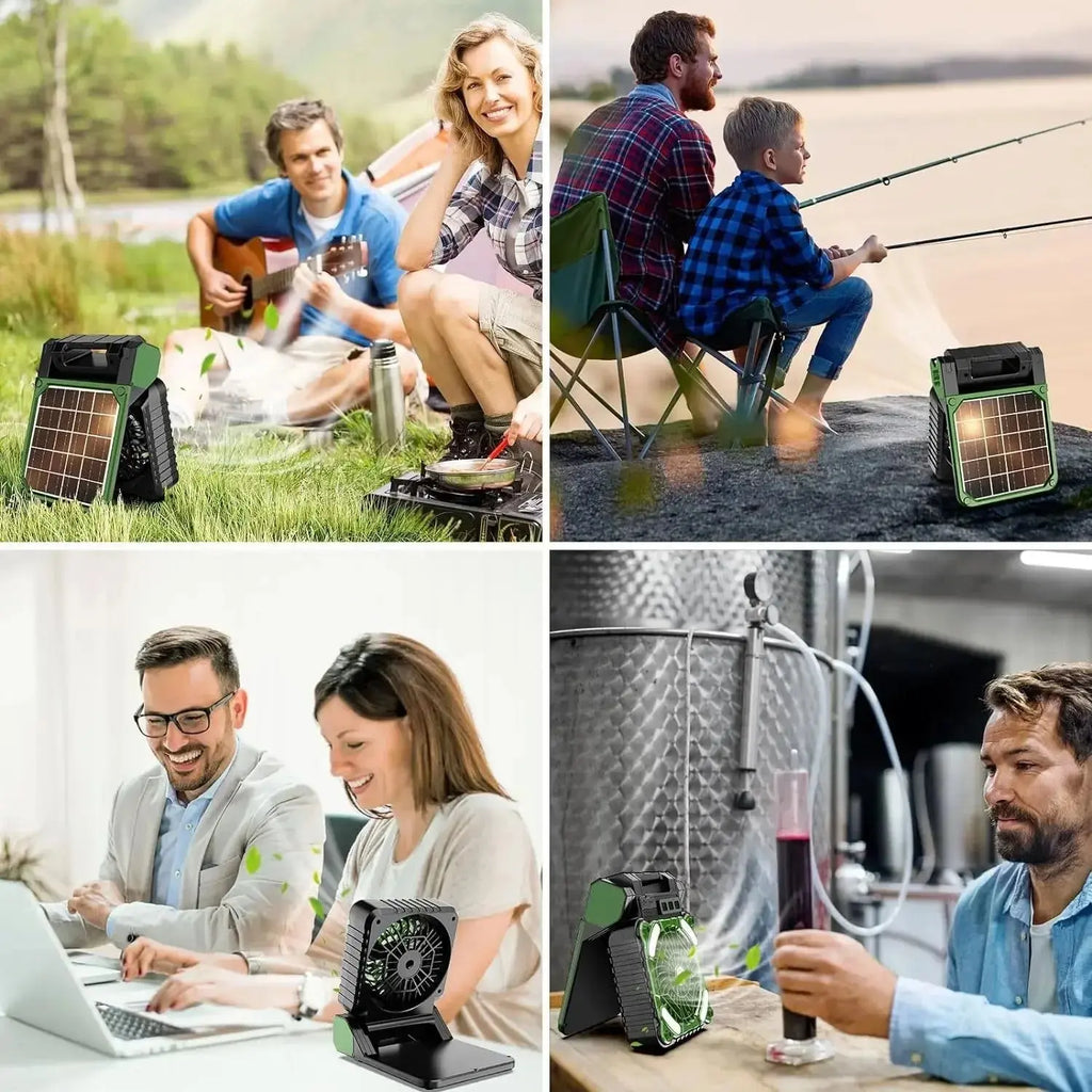 Portable Solar Fans 7800mAh LED Lantern Rechargeable Solar Powered Camping Fan 4 Speeds Powerful Wind 90° Folding Ventilador Nova Trendz