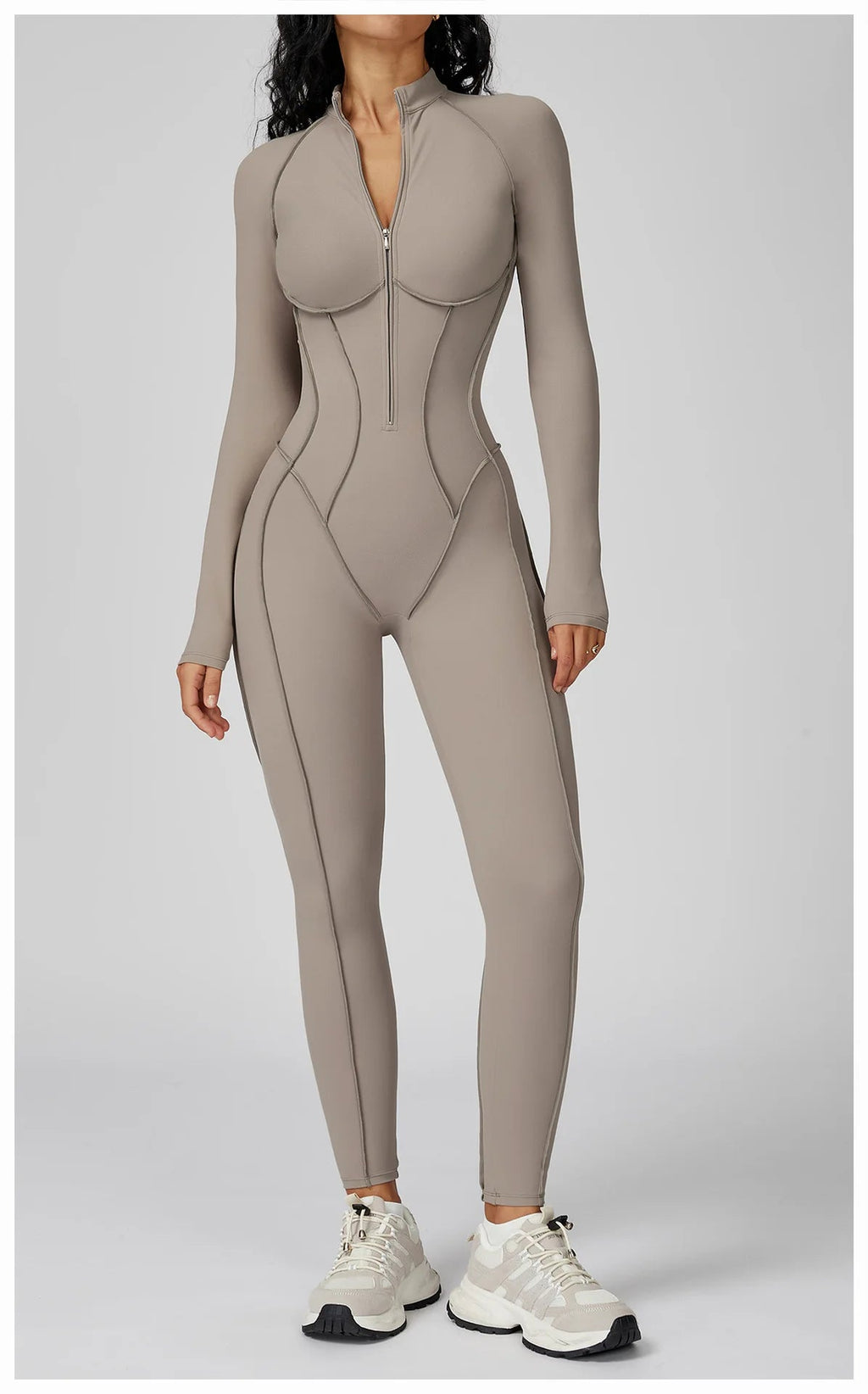 Yoga Bodysuit Long Sleeved Women's Tracksuits Gym Zipper Jumpsuits Sports Workout High-intensity Fitness One-piece Tights Suit Nova Trendz