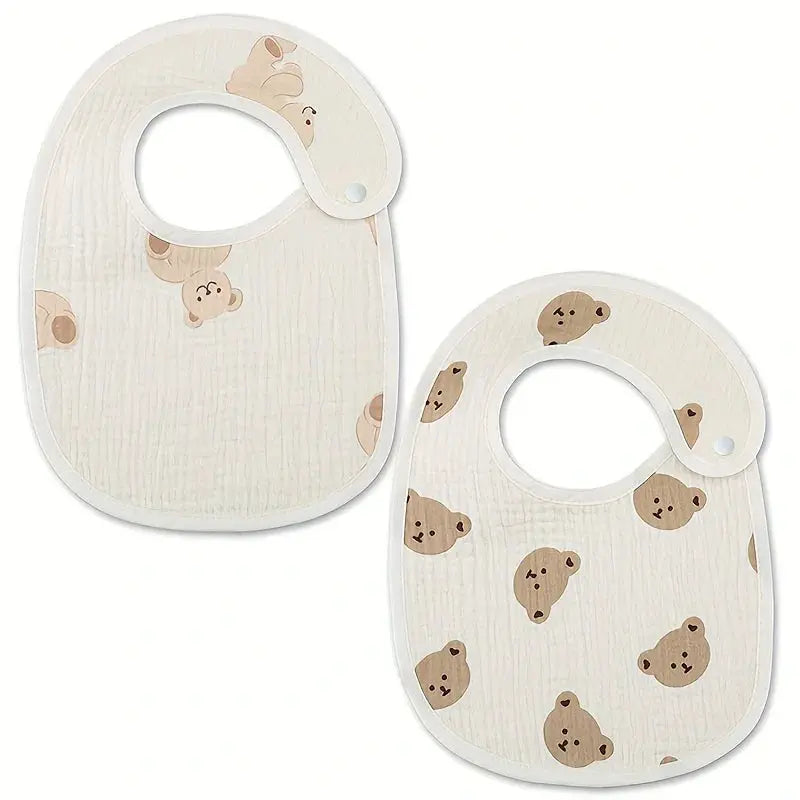 2pcs Newborn Baby Cotton Gauze Bibs Waterproof Infant Boys Girls Burp Cloths Printing Scarf Toddler Saliva Towel Feeding Stuff Nova Trendz