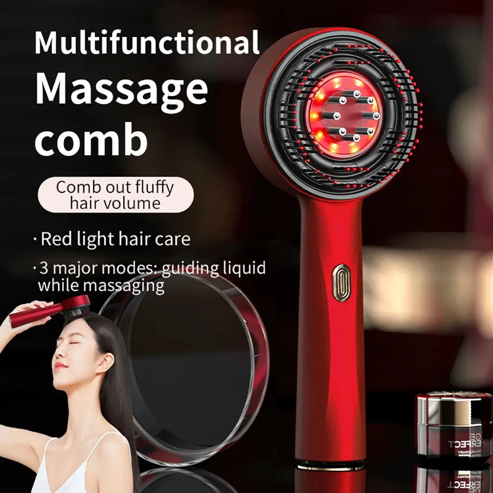 3 Modes Electric Vibration Massage Comb Red Light Therapy Hair Growth Massage Scalp Brush Oil Liquid Applicator Head Massager - Nova Trendz