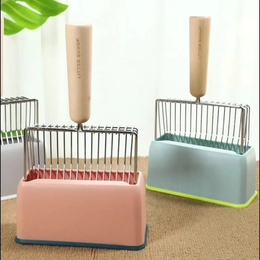 Cat litter shovel storage rack color matching base large metal shovel storage box pet supplies