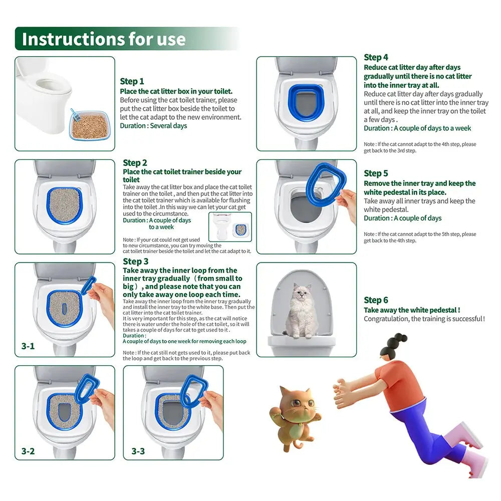 Cat Toilet Trainer Litter Box Cat Toilet Training Reusable Simple Installation Open Cat Raising Artifact - Nova Trendz