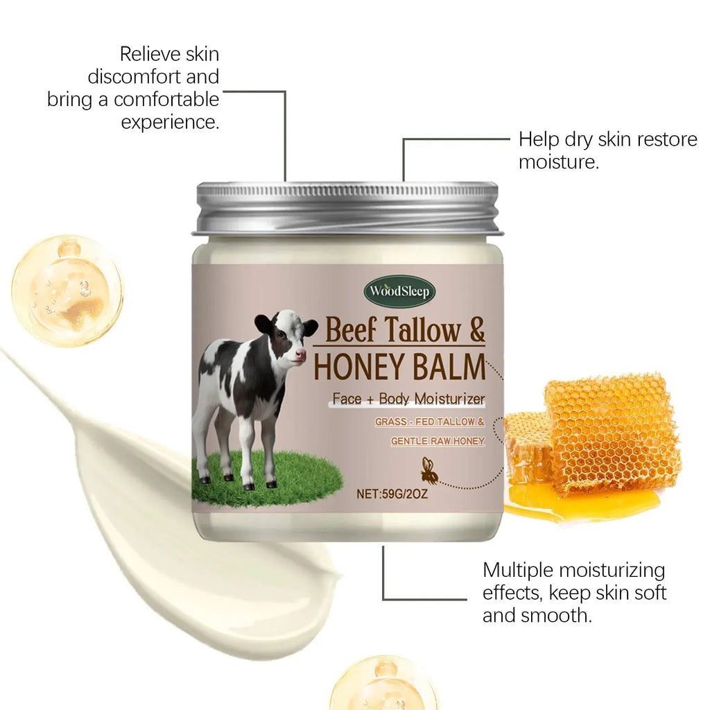 Organic Beef Tallow Honey Moisturizer Grass Fed Beef Tallow Face Cream Soothing Firm Increase Elasticity Whipped Smooth Lotion - Nova Trendz
