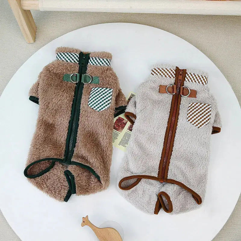 Towable Pet Jumpsuit with Buckle Winter Warm Puppy Dog Suit Clothes for Small Dogs Yorkshire Shih Tzu Overalls mascotas Clothing - Nova Trendz
