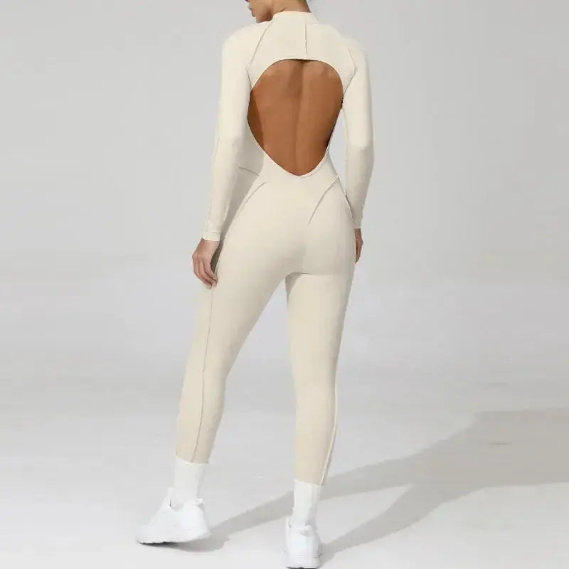 New Seamless Yoga Jumpsuits Sports Fitness Hip-lifting Backless Skinny Zipper One-Piece Workout Clothing Gym Bodysuit for Women - Nova Trendz