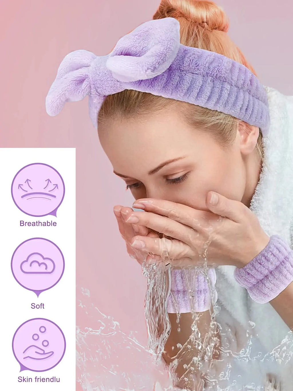 Silicone Facial Cleansing Brush Massage care Face brush&Spa Headband and Wristband Set Skin Care Headband Nova Trendz