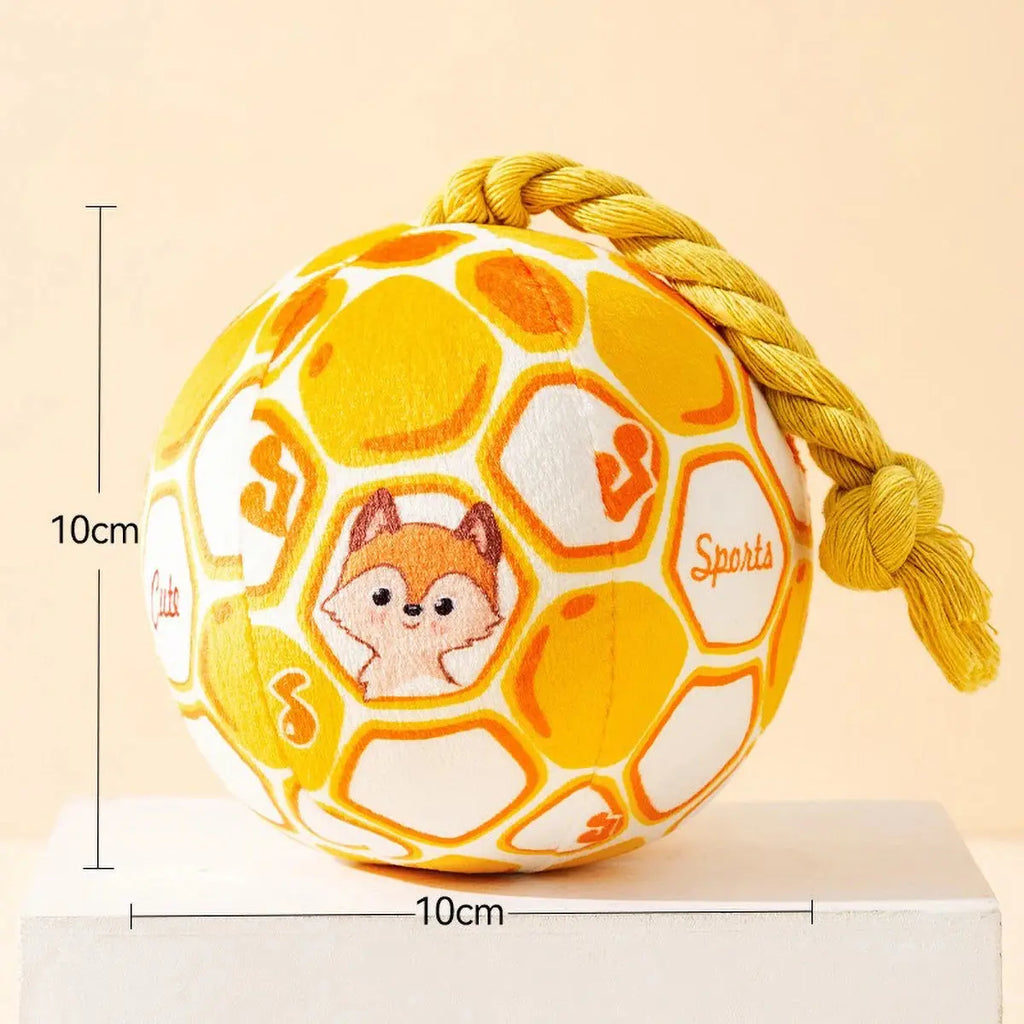 Pet Interactive Bell - ringing Plush Chew Ball for Dogs - with Rope Knot, PP Cotton Filling, Solve Boredom & Teethin - Nova Trendz