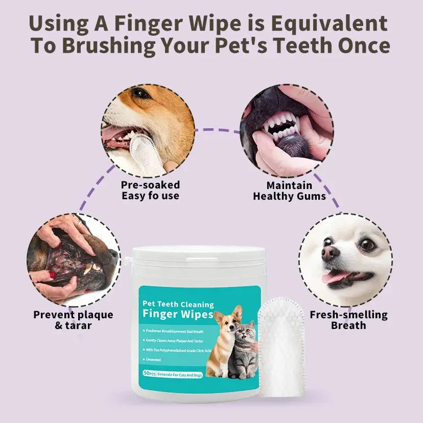 Pet cleaning products Disposable finger toothbrush Pet teeth cleaning finger covers wet wipes  Dog and cat oral cleaning Nova Trendz